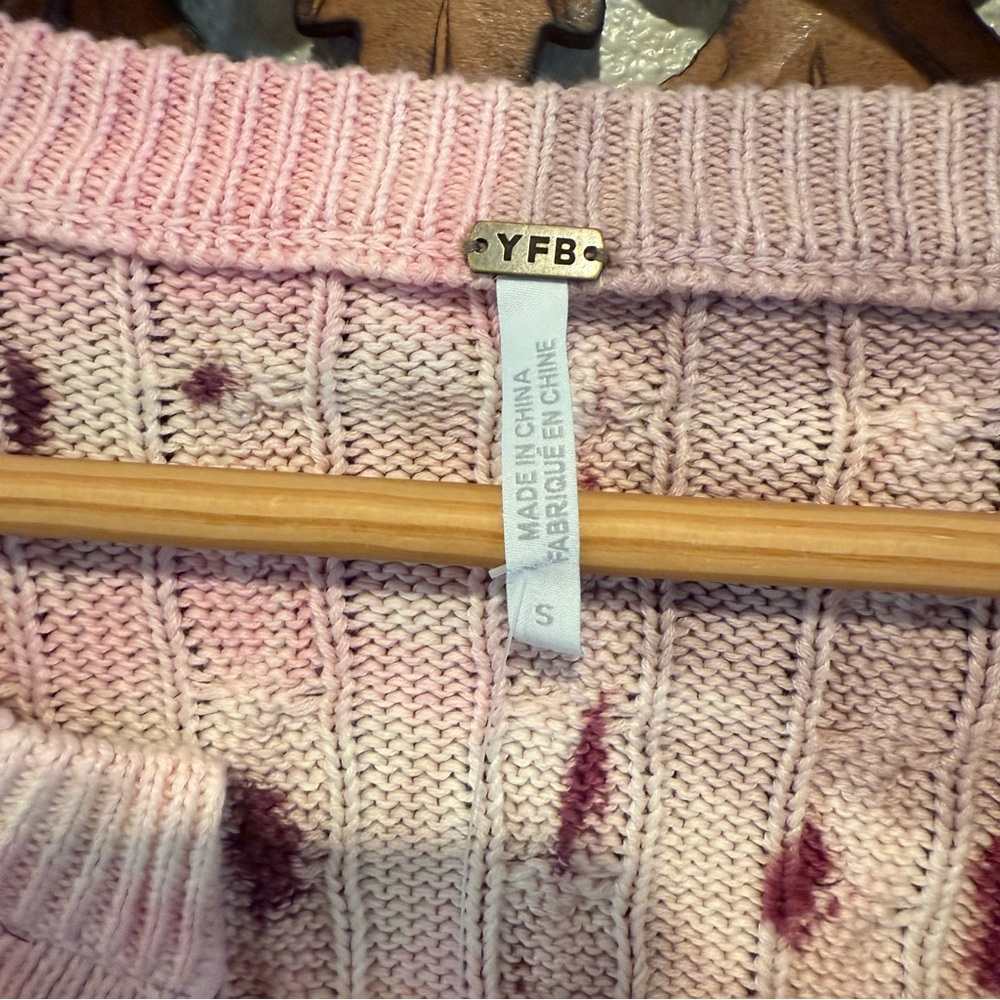 Young Fabulous & Broke Pink and Plum Tie-Dye Knit Cardigan - Picture 2 of 6